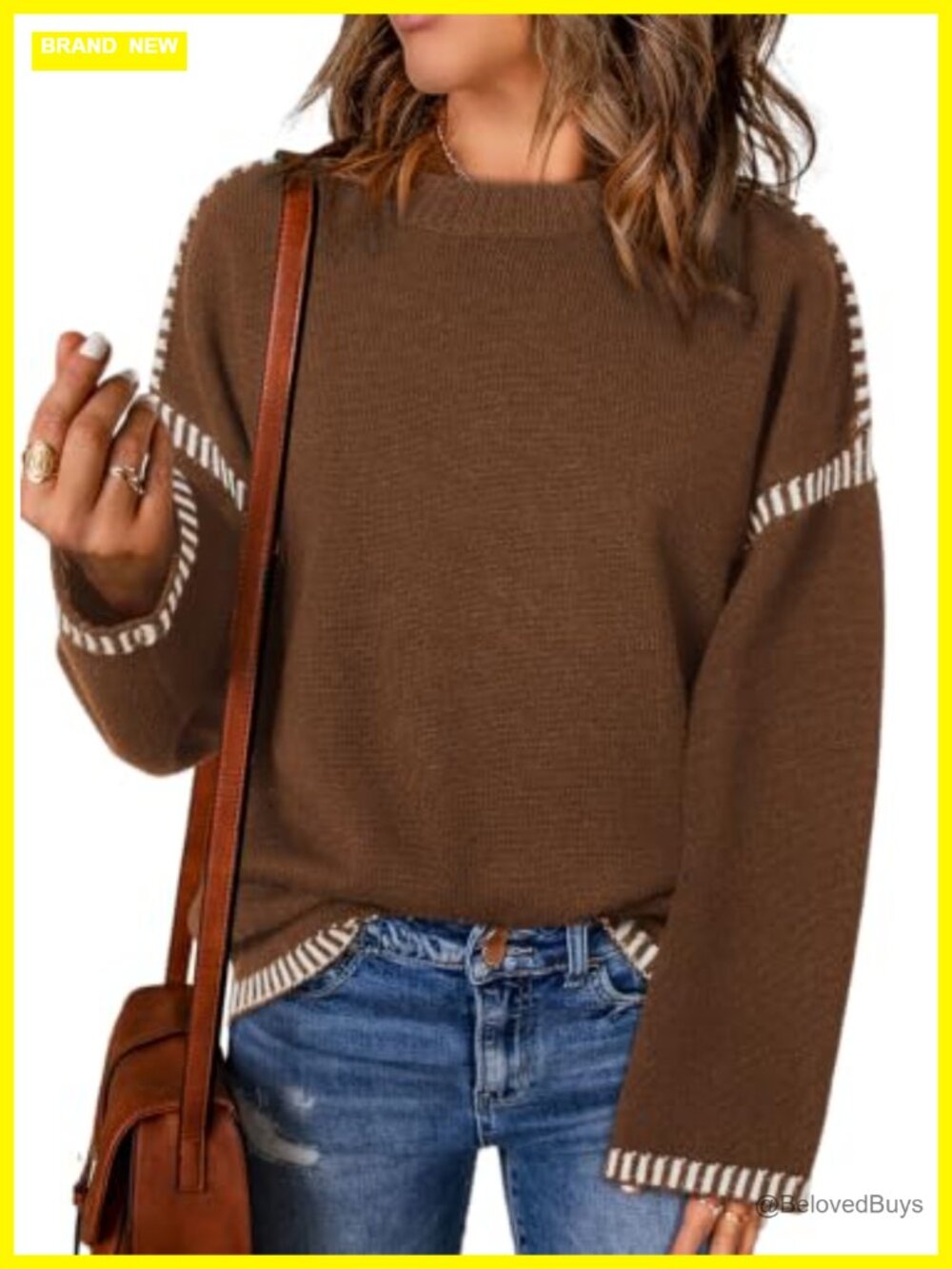 Oversized Crewneck Long Sleeve Knit Pullover Sweater